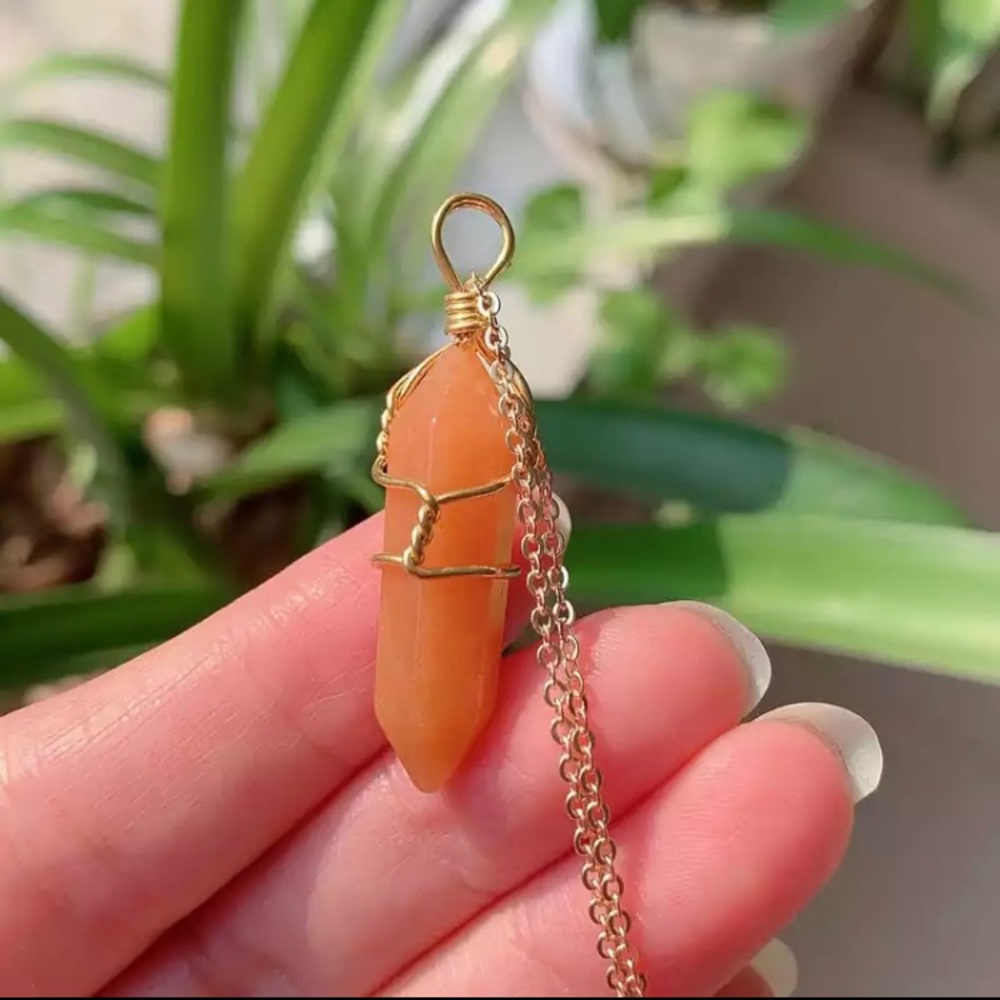 Crystal Necklaces Gold Wrap Real Crystal Pendants - Picture 6 of 10